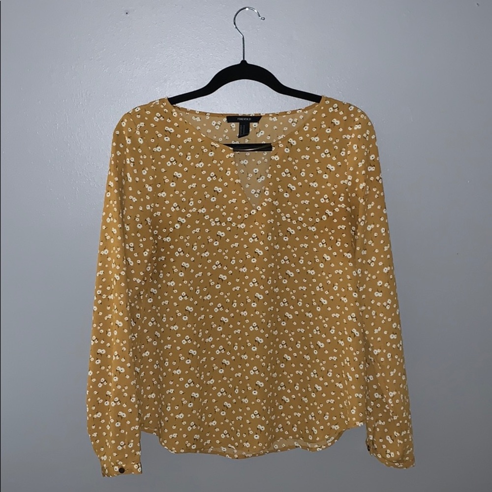 Forever 21 White and Yellow Floral Blouse